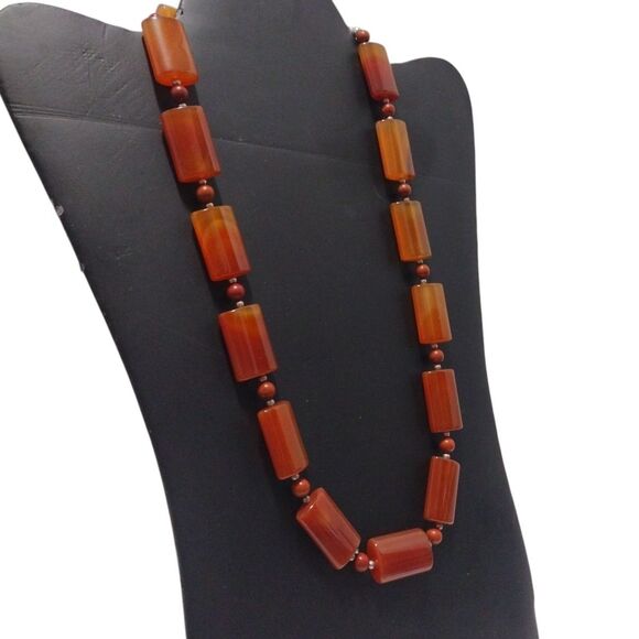Jay King Mine Finds Carnelian Gemstone Necklace DRT Silver Clasp HSN Statement